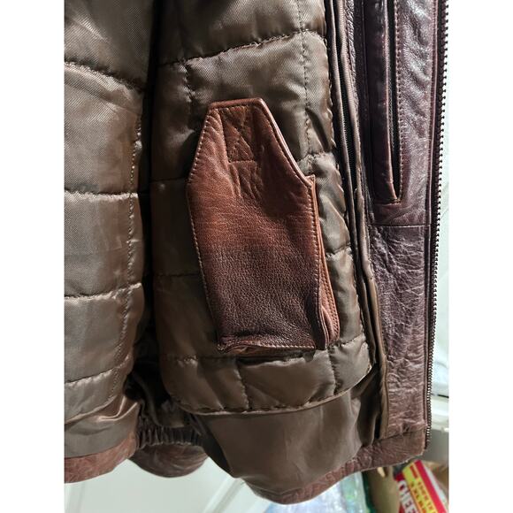 Wilsons Pelle Studio Brown Distressed Leather Jacket 2XL Thinsulate Lined Coat - Picture 8 of 11